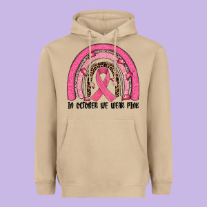 In October We Wear Pink Rainbow Heavyweight Hoodie Designed By Jahusdesignshop