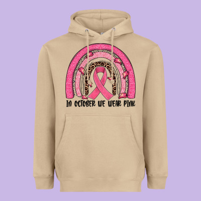 In October We Wear Pink Rainbow Heavyweight Hoodie Designed By Jahusdesignshop