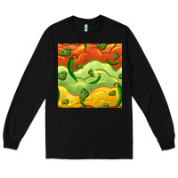 Black mexican sauce and jalapeno seamless pattern Long Sleeve Tee - BundleAndBundleShop