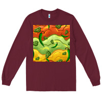 Burgundy mexican sauce and jalapeno seamless pattern Long Sleeve Tee - BundleAndBundleShop