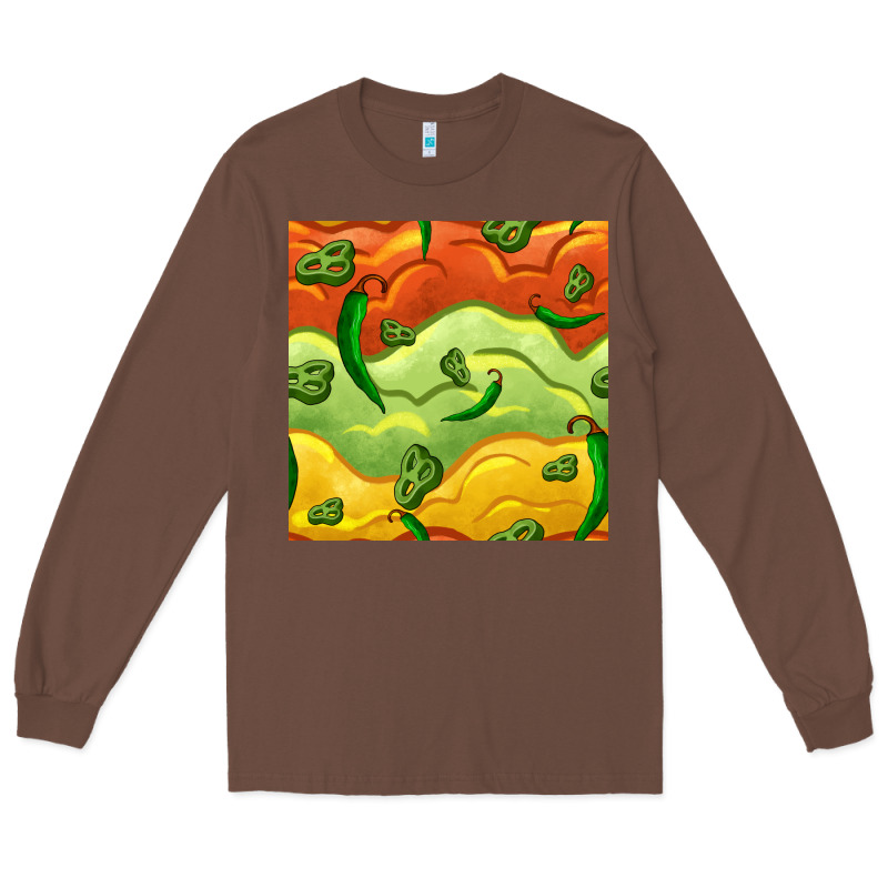 Mexican Sauce And Jalapeno Seamless Pattern Long Sleeve Tee by BundleAndBundleShop | Teevron