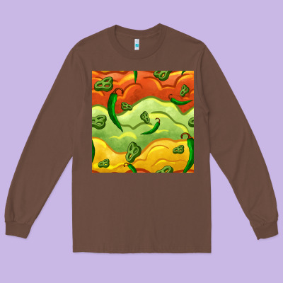 Mexican Sauce And Jalapeno Seamless Pattern Long Sleeve Tee Designed By Bundleandbundleshop