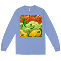 Colony Blue mexican sauce and jalapeno seamless pattern Long Sleeve Tee - BundleAndBundleShop