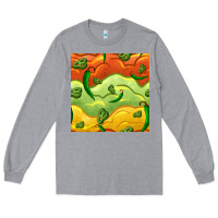 Heather Grey mexican sauce and jalapeno seamless pattern Long Sleeve Tee - BundleAndBundleShop