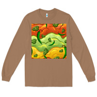 Toasted Coconut mexican sauce and jalapeno seamless pattern Long Sleeve Tee - BundleAndBundleShop
