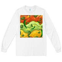 White mexican sauce and jalapeno seamless pattern Long Sleeve Tee - BundleAndBundleShop
