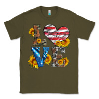 Army Green love with sunflowers and usa flag Classic Tee - Artiststas