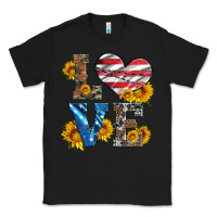 Black love with sunflowers and usa flag Classic Tee - Artiststas