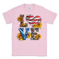 Bubblegum Pink love with sunflowers and usa flag Classic Tee - Artiststas