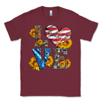 Burgundy love with sunflowers and usa flag Classic Tee - Artiststas