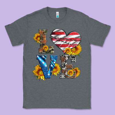 Love With Sunflowers And Usa Flag Classic Tee Designed By Artiststas