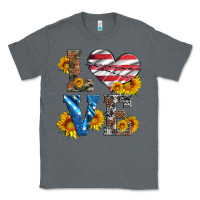 Charcoal Heather love with sunflowers and usa flag Classic Tee - Artiststas