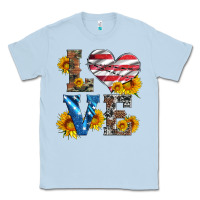 Dusty Blue love with sunflowers and usa flag Classic Tee - Artiststas