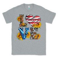 Heather Grey love with sunflowers and usa flag Classic Tee - Artiststas
