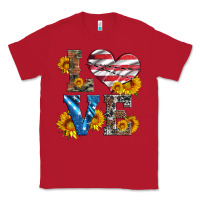 Red love with sunflowers and usa flag Classic Tee - Artiststas