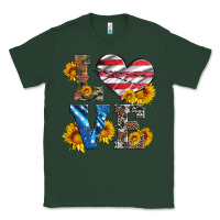 Sports Green love with sunflowers and usa flag Classic Tee - Artiststas