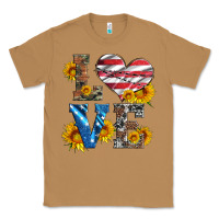 Toasted Coconut love with sunflowers and usa flag Classic Tee - Artiststas