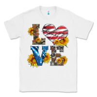 White love with sunflowers and usa flag Classic Tee - Artiststas