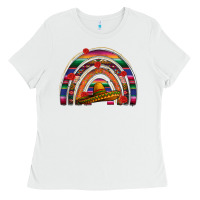 White Mexico rainbow Ladies Tee - FaDigitalArtStudio