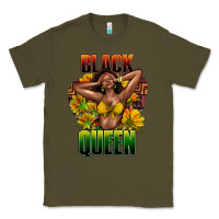 Army Green Black queen afro Classic Tee - HowdyJamesFarm