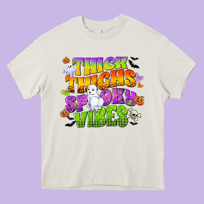 Thick Thighs And Spooky Vibes Heavy Core Tee Designed By Cowgirlartshop