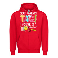 Red dear parents tag youare it teacher Zipper Hoodie - JahusDesignShop