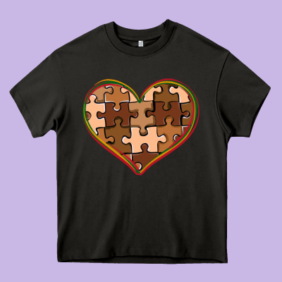 Melanin Skin Tone Heart Black History Heavy Core Tee Designed By Cowgirlartshop