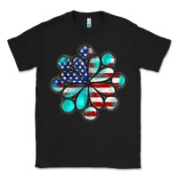 Black American flag turquoise gemstone 4th of july Classic Tee - CowGirlArtShop