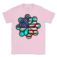 Bubblegum Pink American flag turquoise gemstone 4th of july Classic Tee - CowGirlArtShop