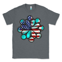 Charcoal Heather American flag turquoise gemstone 4th of july Classic Tee - CowGirlArtShop