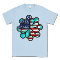 Dusty Blue American flag turquoise gemstone 4th of july Classic Tee - CowGirlArtShop