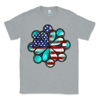 Heather Grey American flag turquoise gemstone 4th of july Classic Tee - CowGirlArtShop