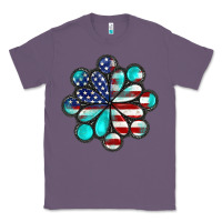 Lavender American flag turquoise gemstone 4th of july Classic Tee - CowGirlArtShop