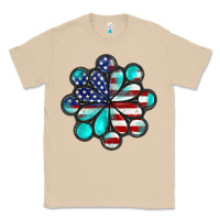 Mushroom American flag turquoise gemstone 4th of july Classic Tee - CowGirlArtShop