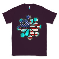 Plum American flag turquoise gemstone 4th of july Classic Tee - CowGirlArtShop
