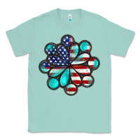 Seafoam American flag turquoise gemstone 4th of july Classic Tee - CowGirlArtShop