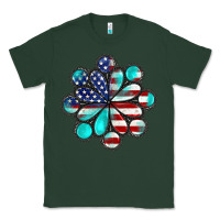 Sports Green American flag turquoise gemstone 4th of july Classic Tee - CowGirlArtShop
