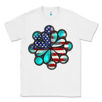 White American flag turquoise gemstone 4th of july Classic Tee - CowGirlArtShop