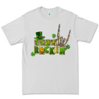 Dove Grey Sham rockin skeleton hand St. Patrick's Premium Tee - CowGirlArtShop