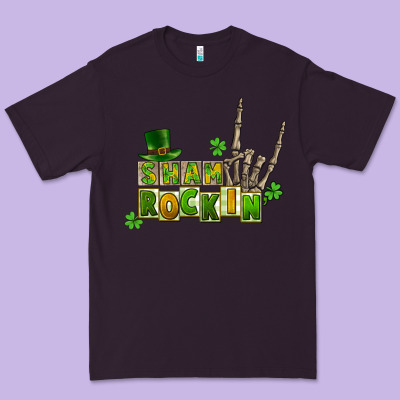 Sham Rockin Skeleton Hand St. Patrick's Premium Tee Designed By Cowgirlartshop