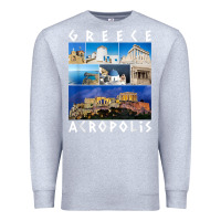Heather Grey greece acropolis famous sights gallery traveler souvenir t shirt Premium Sweatshirt - baoMotion