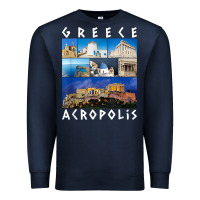 Navy greece acropolis famous sights gallery traveler souvenir t shirt Premium Sweatshirt - baoMotion