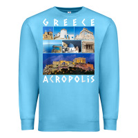 Ocean Blue greece acropolis famous sights gallery traveler souvenir t shirt Premium Sweatshirt - baoMotion