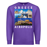 Purple greece acropolis famous sights gallery traveler souvenir t shirt Premium Sweatshirt - baoMotion