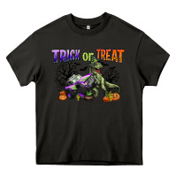Asphalt trick or treat with monster truck and t rex Heavy Core Tee - CowGirlArtShop