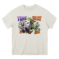 Cream trick or treat with monster truck and t rex Heavy Core Tee - CowGirlArtShop