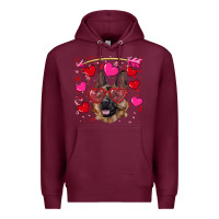 Burgundy valentine's german shepherd Premium Hoodie - RanaPortraitStore