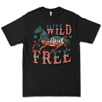 Black Wild and free 4th of july Premium Tee - CowGirlArtShop
