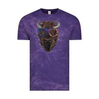 Cloud Purple bison with american flag glasses Vintage Tee - RanaPortraitStore