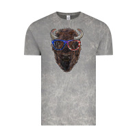 Cloud Rock bison with american flag glasses Vintage Tee - RanaPortraitStore